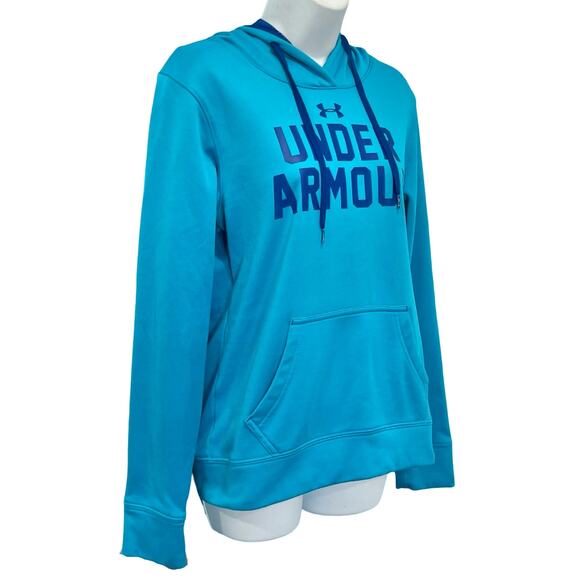 Under Armour Bright Blue Logo Semi-Fitted Athletic Hoodie Sweatshirt size S - Picture 9 of 11